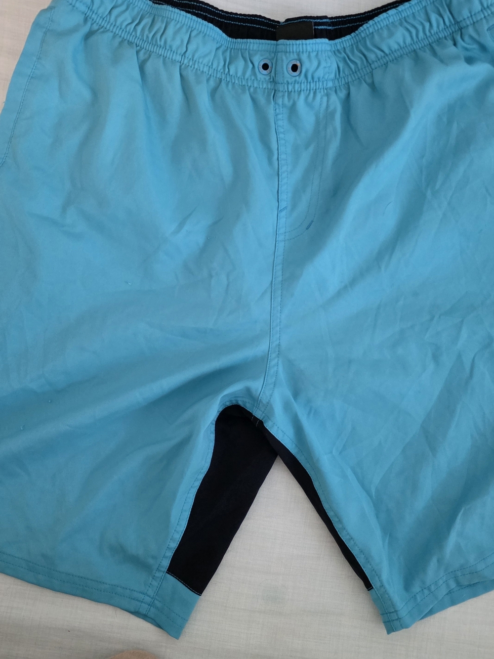 Nike Men's Aqua Blue Swim Trunks with Black Gusset